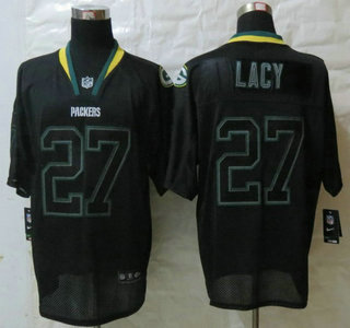 Nike Green Bay Packers #27 Eddie Lacy Lights Out Black Elite Jersey