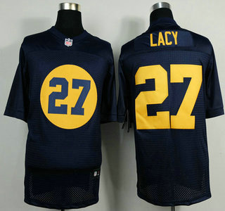 Nike Green Bay Packers #27 Eddie Lacy Navy Blue Elite Jersey
