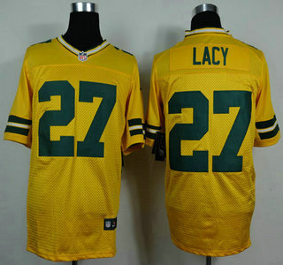 Nike Green Bay Packers #27 Eddie Lacy Yellow Elite Jersey