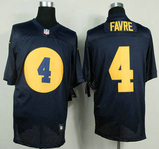 Nike Green Bay Packers #4 Brett Favre Navy Blue Elite Jersey