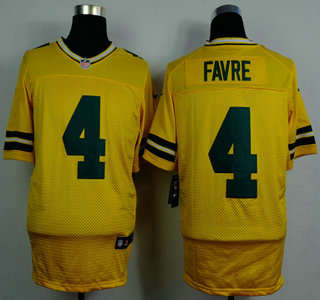 Nike Green Bay Packers #4 Brett Favre Yellow Elite Jersey