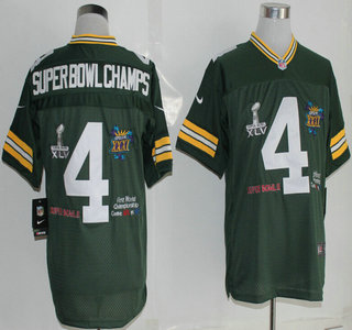 Nike Green Bay Packers #4 Super Bowl Champs Green Elite Jersey