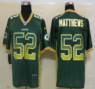 Nike Green Bay Packers #52 Clay Matthews Drift Fashion Green Elite Jersey