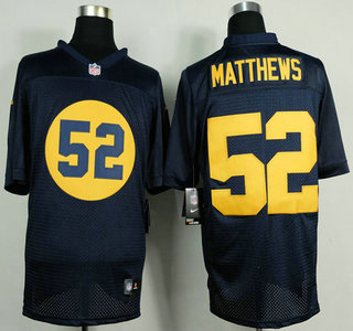 Nike Green Bay Packers #52 Clay Matthews Navy Blue Elite Jersey