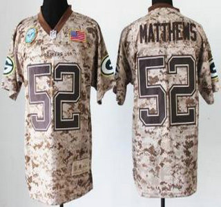 Nike Green Bay Packers #52 Clay Matthews Salute to Service Digital Camo Elite Jersey