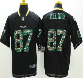 Nike Green Bay Packers #87 Jordy Nelson Black With Camo Elite Jersey