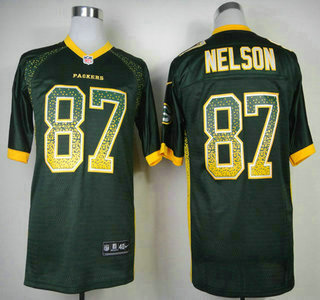 Nike Green Bay Packers #87 Jordy Nelson Drift Fashion Green Elite Jersey