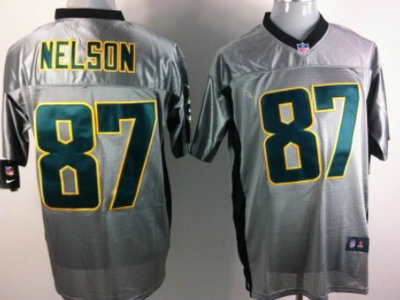 Nike Green Bay Packers 87 Jordy Nelson Grey Elite Jersey
