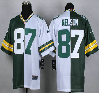 Nike Green Bay Packers #87 Jordy Nelson Green With White Two Tone Elite Jersey