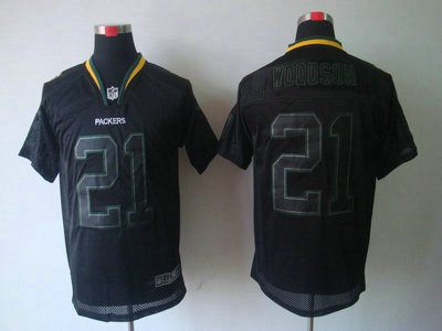 Nike Green Bay Packers 21 Charles Woodson Lights Out Black Elite Jerseys