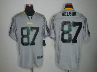 Nike Green Bay Packers 87 Jordy Nelson Lights Out Grey Elite Jerseys