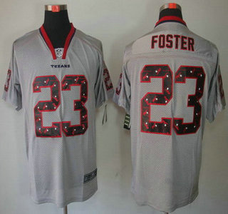 Nike Houston Texans #23 Arian Foster Lights Out Gray Ornamented Elite Jersey