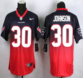Nike Houston Texans #30 Kevin Johnson Blue With Red Fadeaway Elite Jersey