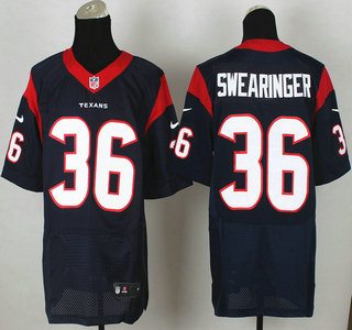 Nike Houston Texans #36 D.J. Swearinger Navy Blue Elite Jersey