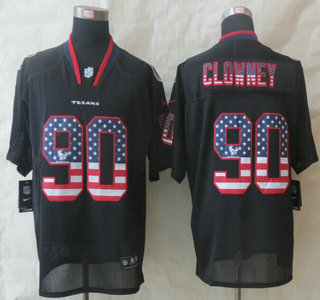Nike Houston Texans #90 Jadeveon Clowney 2014 USA Flag Fashion Black Elite Jersey