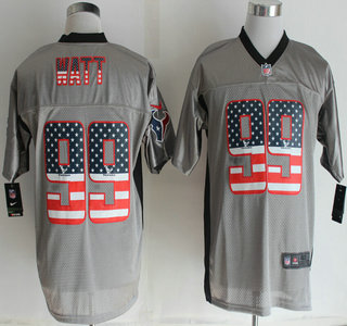 Nike Houston Texans #99 J.J. Watt 2014 USA Flag Fashion Grey Shadow Elite Jersey