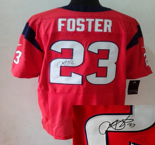 Nike Houston Texans 23 Arian Foster Red Signed Elite Jersey