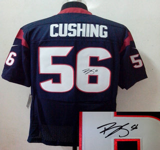 Nike Houston Texans 56 Brian Cushing Blue Signed Elite Jersey