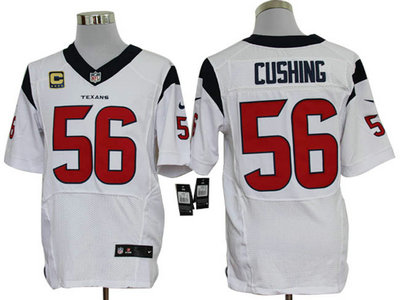 Nike Houston Texans 56 Brian Cushing White Elite C Patch Jersey