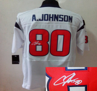 Nike Houston Texans 80 Andre Johnson White Signed Elite Jersey