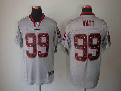 Nike Houston Texans 99 J.J. Watt Lights Out Black Name Grey Elite Jerseys