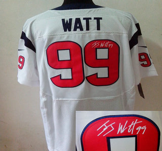 Nike Houston Texans 99 J.J. Watt White Signed Elite Jersey