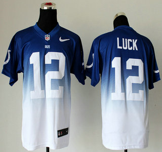 Nike Indianapolis Colts #12 Andrew Luck Drift Fashion II Blue With White 2013 Elite Jersey