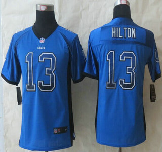 Nike Indianapolis Colts #13 T.Y. Hilton Drift Fashion Blue Elite Kids Jersey