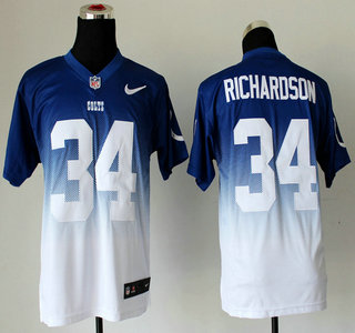 Nike Indianapolis Colts #34 Trent Richardson Drift Fashion II Blue With White 2013 Elite Jersey