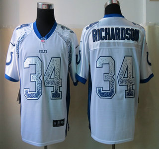 Nike Indianapolis Colts #34 Trent Richardson Drift Fashion White Elite Jersey