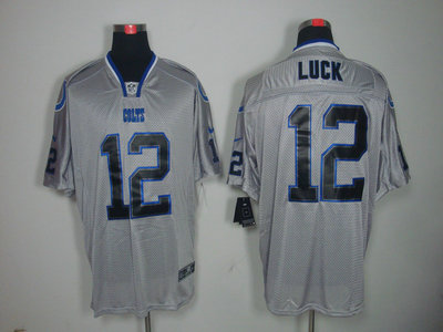 Nike Indianapolis Colts 12 Andrew Luck Lights Out Black Name Grey Elite Jerseys