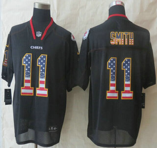 Nike Kansas City Chiefs #11 Alex Smith 2014 USA Flag Fashion Black Elite Jersey