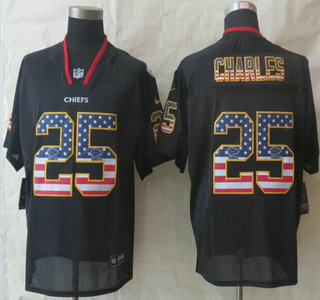 Nike Kansas City Chiefs #25 Jamaal Charles 2014 USA Flag Fashion Black Elite Jersey