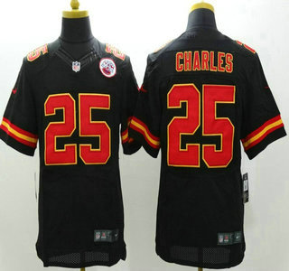 Nike Kansas City Chiefs #25 Jamaal Charles Black Elite Jersey