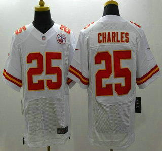 Nike Kansas City Chiefs #25 Jamaal Charles White Elite Jersey