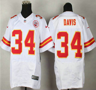Nike Kansas City Chiefs #34 Knile Davis White  Elite Jersey