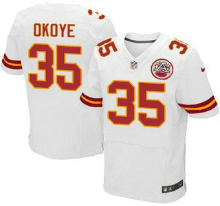 Nike Kansas City Chiefs #35 Christian Okoye White Elite Jersey