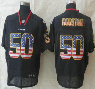 Nike Kansas City Chiefs #50 Justin Houston 2014 USA Flag Fashion Black Elite Jersey