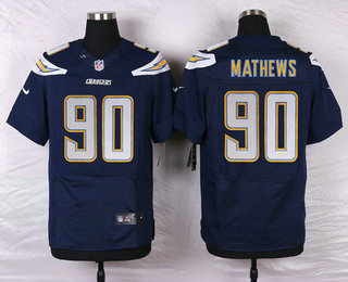 Nike Los Angeles Chargers #90 Ricardo Mathews Navy Blue Team Color NFL Nike Elite Jersey