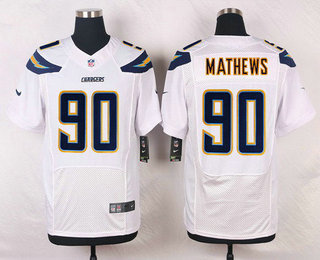Nike Los Angeles Chargers #90 Ricardo Mathews White Road NFL Nike Elite Jersey