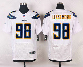 Nike Los Angeles Chargers #98 Sean Lissemore White Road NFL Nike Elite Jersey