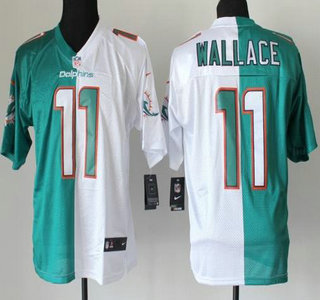 Nike Miami Dolphins #11 Mike Wallace Green And White 2013 New Style Split Elite NFL Jersey
