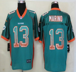 Nike Miami Dolphins #13 Dan Marino Drift Fashion Green Elite Jersey