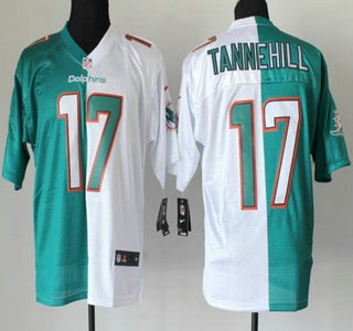 Nike Miami Dolphins #17 Ryan Tannehill Green And White 2013 New Style Split Elite NFL Jersey