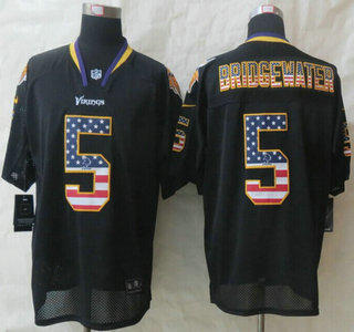 Nike Minnesota Vikings #5 Teddy Bridgewater 2014 USA Flag Fashion Black Elite Jersey