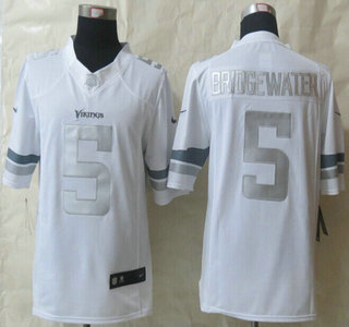 Nike Minnesota Vikings #5 Teddy Bridgewater 2014 White Platinum Limited Jersey