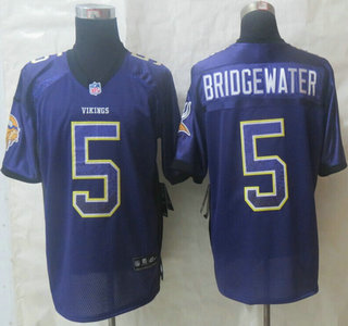 Nike Minnesota Vikings #5 Teddy Bridgewater Drift Fashion Purple Elite Jersey