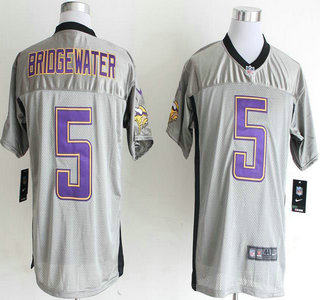 Nike Minnesota Vikings #5 Teddy Bridgewater Grey Shadow Elite Jersey