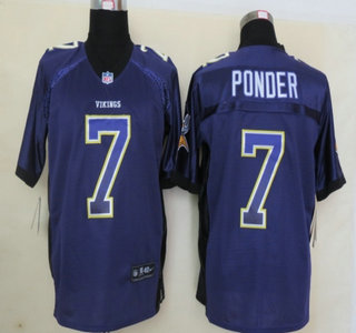 Nike Minnesota Vikings #7 Christian Ponder Drift Fashion Purple Elite Jersey