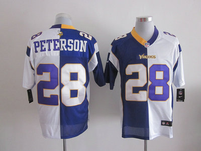 Nike Minnesota Vikings 28 Adrian Peterson Purple and White Split Elite Jerseys